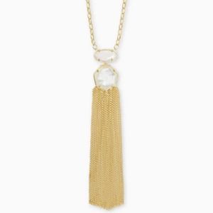 NWT Kendra Scott Tae Gold Pendant Necklace Iridescent Drusy